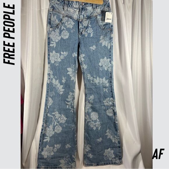 FREE PEOPLE NAOMI FLARED JEANS NEW NWT SIZE 25 - Picture 5 of 7